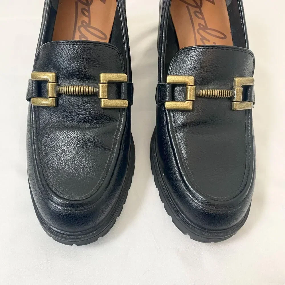 Zodiac 90s Style Chunky Destroyer Black Leather Platform Oxford Loafers  US 10